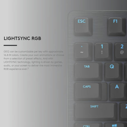 Logitech G512 RGB C-axis Mechanical Wired Gaming Keyboard, Length: 1.8m (Black) - Wired Keyboard by Logitech | Online Shopping South Africa | PMC Jewellery | Buy Now Pay Later Mobicred