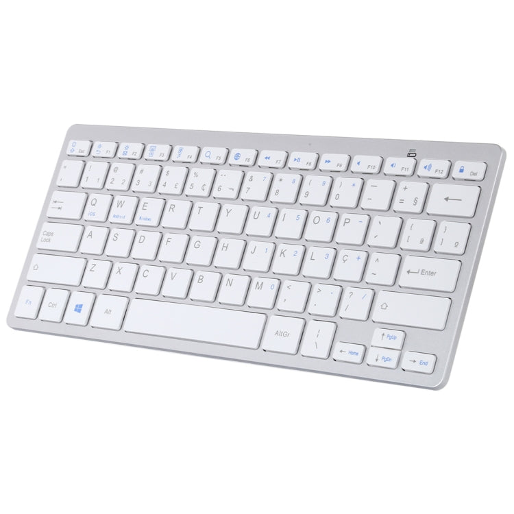 WB-8022 Ultra-thin Wireless Bluetooth Keyboard, Portuguese Keys(Silver) - Wireless Keyboard by PMC Jewellery | Online Shopping South Africa | PMC Jewellery | Buy Now Pay Later Mobicred