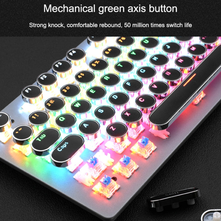 MSEZ HJK920-7 104-keys Electroplated Transparent Character Punk Keycap Colorful Backlit Wired Mechanical Gaming Keyboard, Support Autonomous Shaft Change(White) - Wired Keyboard by MS&EZ | Online Shopping South Africa | PMC Jewellery | Buy Now Pay Later Mobicred