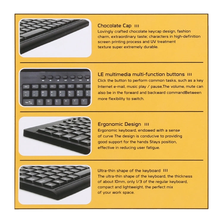 KB-301A Multimedia Notebook Mini Wired Keyboard, Arabic Version (Black) - Wired Keyboard by PMC TechLife | Online Shopping South Africa | PMC TechLife | Buy Now Pay Later Mobicred