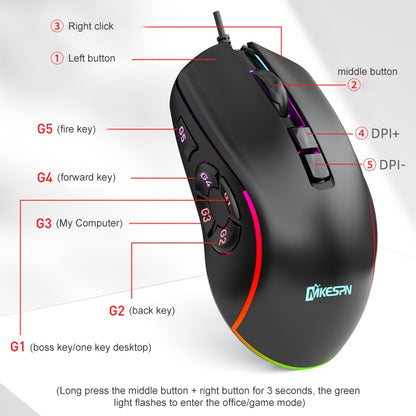 MKESPN X9 10 Buttons 7200DPI RGB Macro Definition Gaming Wired Mouse - Wired Mice by MKESPN | Online Shopping South Africa | PMC Jewellery | Buy Now Pay Later Mobicred