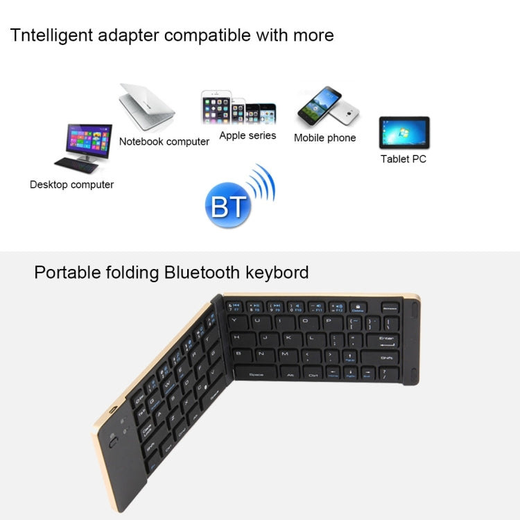 F66 Foldable Bluetooth Wireless 66 Keys Keyboard, Support Android / Windows / iOS (Rose Gold) - Wireless Keyboard by PMC Jewellery | Online Shopping South Africa | PMC Jewellery | Buy Now Pay Later Mobicred