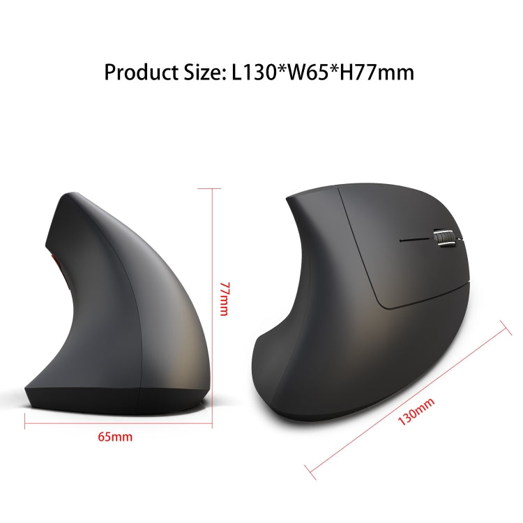 HXSJ T29 Bluetooth 3.0 Wireless Bluetooth 6-Keys 2400 DPI Adjustable Ergonomics Optical Vertical Mouse(Grey) - Wireless Mice by HXSJ | Online Shopping South Africa | PMC Jewellery | Buy Now Pay Later Mobicred