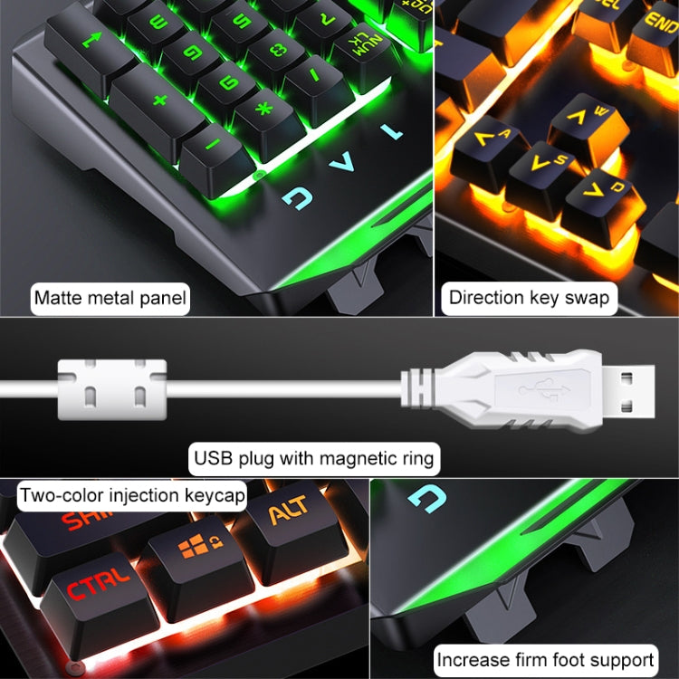 YINDIAO V2 Mechanical Feel Gaming Keyboard Mouse Set (Black Rainbow Light) - Wired Keyboard by YINDIAO | Online Shopping South Africa | PMC Jewellery | Buy Now Pay Later Mobicred