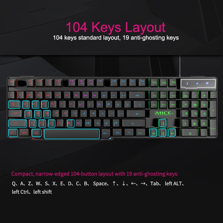 iMICE AK-600 Wired USB Floating Keycap Characters Glow Backlit Gaming Keyboard(Black) - Wired Keyboard by iMICE | Online Shopping South Africa | PMC Jewellery | Buy Now Pay Later Mobicred