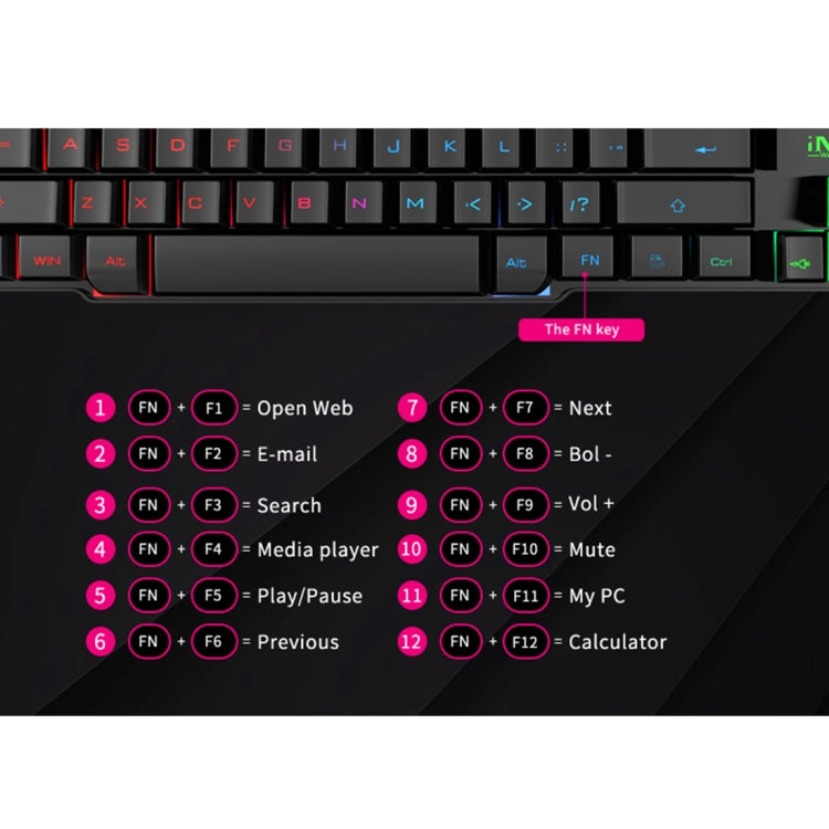 iMICE AK-600 Wired USB Floating Keycap Characters Glow Backlit Gaming Keyboard(Black) - free shipping - PMC Jewellery - Order now!