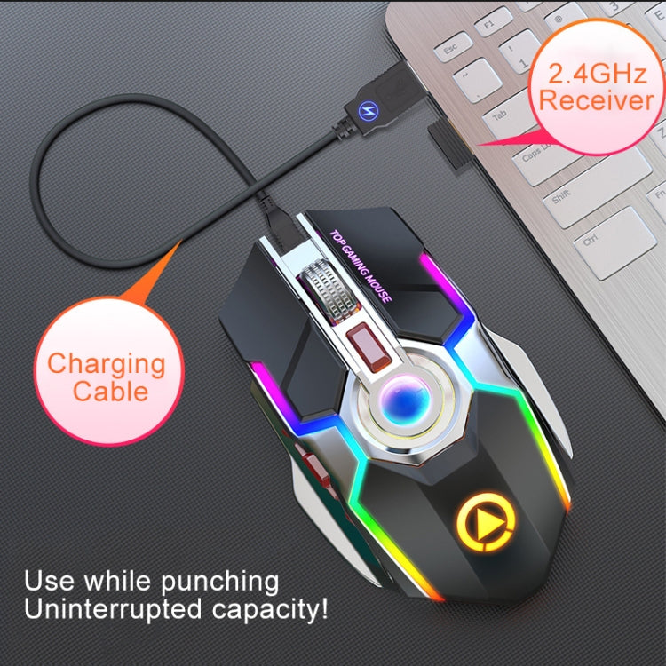 YINDIAO A5 2.4GHz 1600DPI 3-modes Adjustable Rechargeable RGB Light Wireless Silent Gaming Mouse (Black) - Wireless Mice by YINDIAO | Online Shopping South Africa | PMC Jewellery | Buy Now Pay Later Mobicred