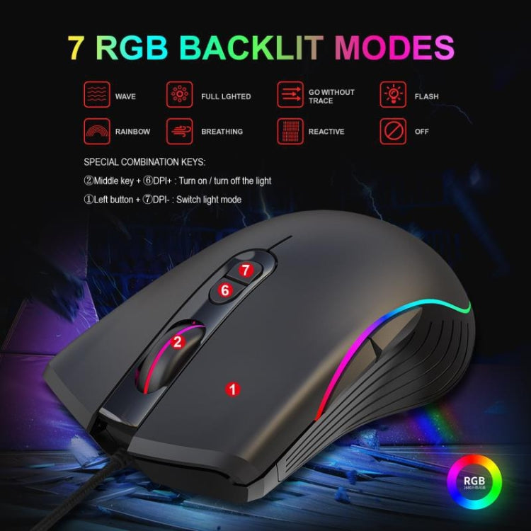 HXSJ V700B+A867 Wired RGB Backlit Keyboard and Mouse Set - Wired Keyboard by HXSJ | Online Shopping South Africa | PMC Jewellery | Buy Now Pay Later Mobicred