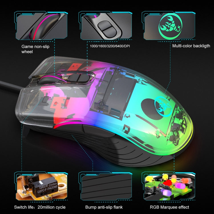 HXSJ V700B+A867 Wired RGB Backlit Keyboard and Mouse Set - free shipping - PMC Jewellery - Order now!