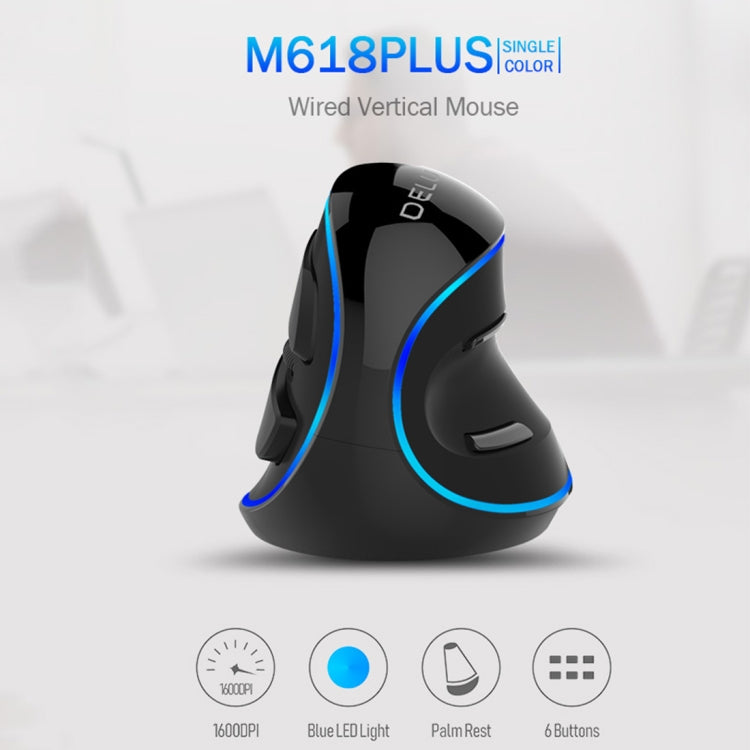 DELUX M618 Plus Wired Blue Version Optical Mouse Ergonomic Vertical Mouse 1600DPI - free shipping - PMC Jewellery - Order now!
