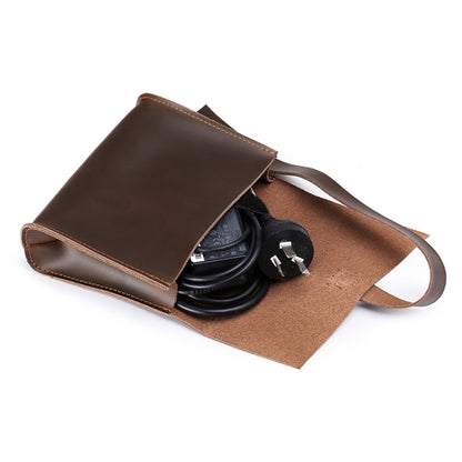 Universal Genuine Leather Business Power Adapter Laptop Tablet Bag with Cable Winder, For 15.4 inch and Below Macbook, Samsung, Lenovo, Sony, DELL Alienware, CHUWI, ASUS, HP(Coffee) - 15 inch by PMC Jewellery | Online Shopping South Africa | PMC Jewellery | Buy Now Pay Later Mobicred