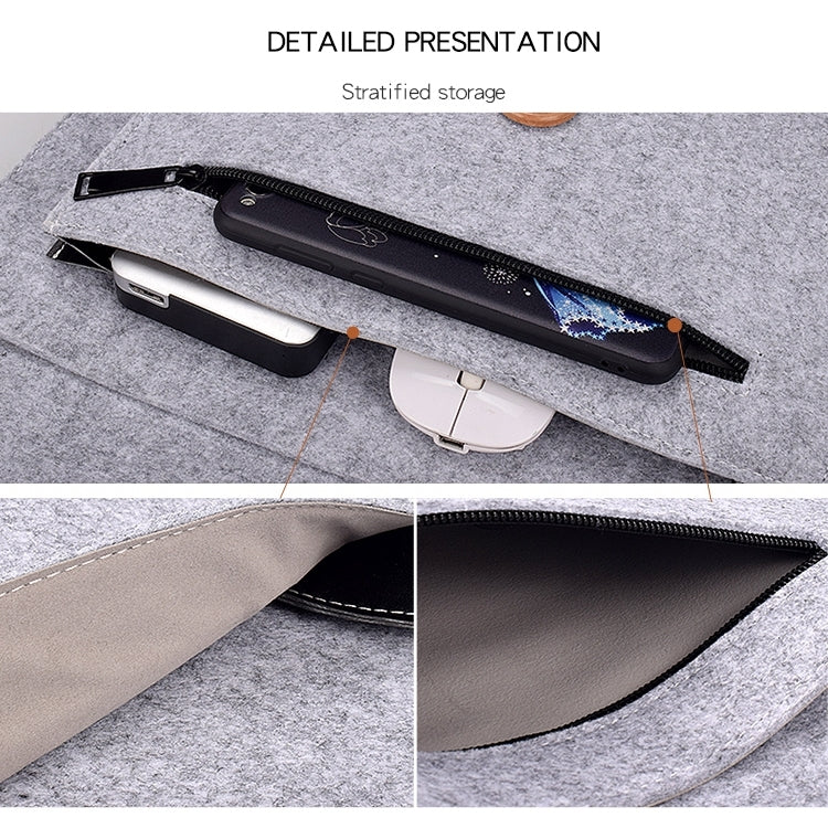 ND06 Multi-purpose Felt Button Laptop Inner Bag for 12.5 inch Laptop(Grey) - Other by PMC TechLife | Online Shopping South Africa | PMC TechLife | Buy Now Pay Later Mobicred