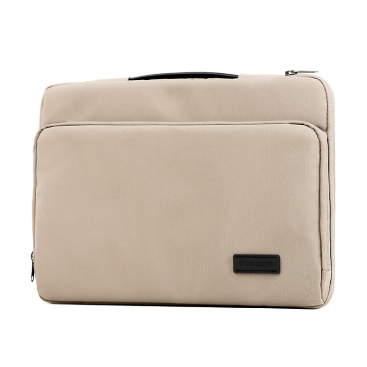 POFOKO E550 15.6 inch Portable Waterproof Polyester Laptop Handbag(Khaki) - Other by POFOKO | Online Shopping South Africa | PMC Jewellery | Buy Now Pay Later Mobicred