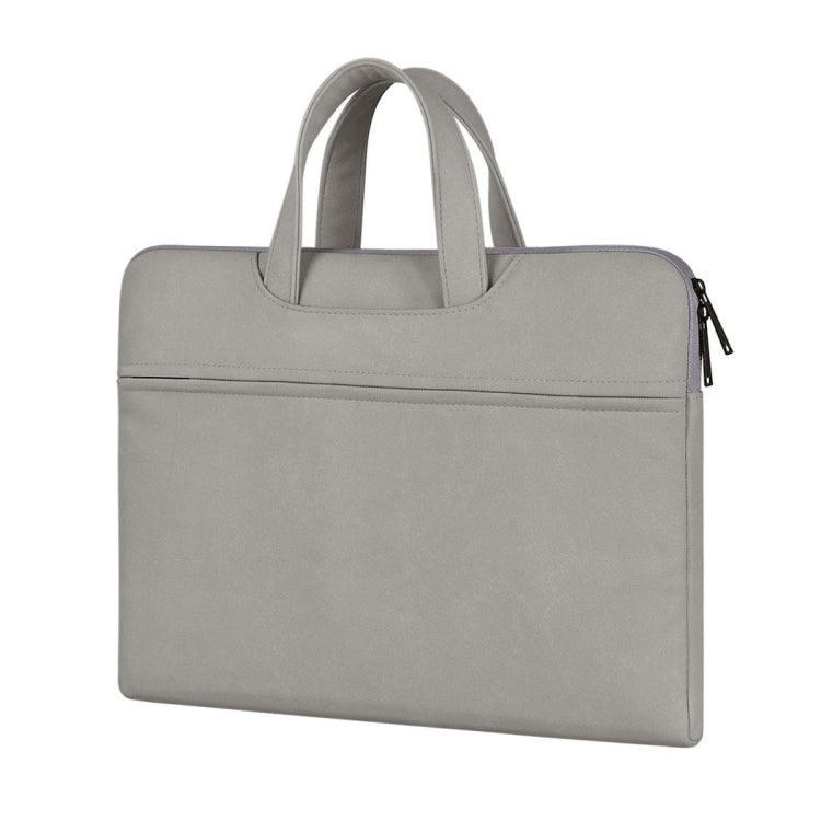 ST06 Waterproof PU Leather Zipper Hidden Portable Strap One-shoulder Handbag for 15.6 inch Laptops, with Suitcase Belt (Light Grey) - 15.6 - 17 inch by PMC Jewellery | Online Shopping South Africa | PMC Jewellery | Buy Now Pay Later Mobicred