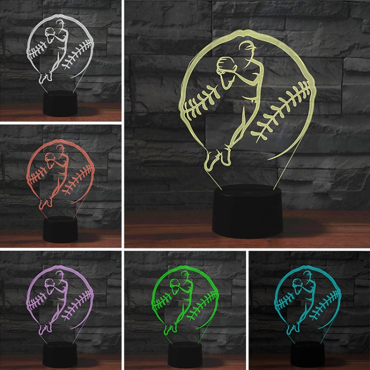 Baseball Sport Shape 3D Colorful LED Vision Light Table Lamp, USB & Battery Version - Novelty Lighting by PMC TechLife | Online Shopping South Africa | PMC TechLife | Buy Now Pay Later Mobicred