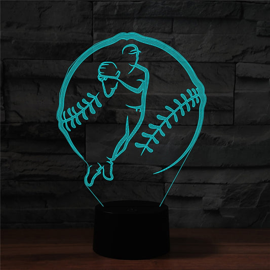 Baseball Sport Shape 3D Colorful LED Vision Light Table Lamp, Crack Remote Control Version - Novelty Lighting by PMC Jewellery | Online Shopping South Africa | PMC Jewellery | Buy Now Pay Later Mobicred