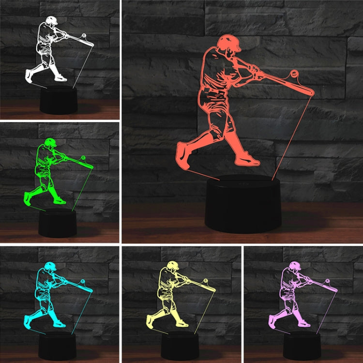 Playing Baseball Shape 3D Colorful LED Vision Light Table Lamp, USB & Battery Version - free shipping - PMC TechLife - Order now!