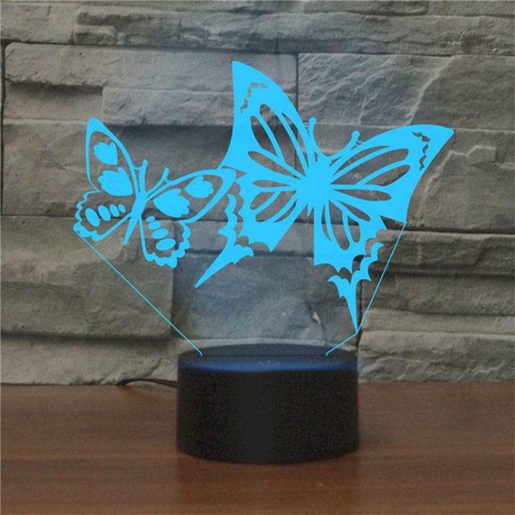 Two Butterflies Shape 3D Colorful LED Vision Light Table Lamp, Crack Touch Version - Novelty Lighting by PMC TechLife | Online Shopping South Africa | PMC TechLife | Buy Now Pay Later Mobicred