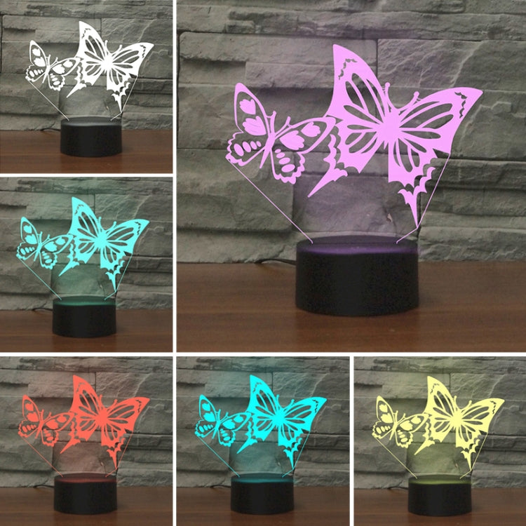Two Butterflies Shape 3D Colorful LED Vision Light Table Lamp, Crack Touch Version - Novelty Lighting by PMC TechLife | Online Shopping South Africa | PMC TechLife | Buy Now Pay Later Mobicred