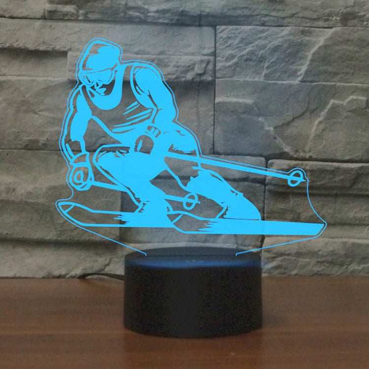 Skiing Shape 3D Colorful LED Vision Light Table Lamp, 16 Colors Remote Control Version - Novelty Lighting by PMC TechLife | Online Shopping South Africa | PMC TechLife | Buy Now Pay Later Mobicred
