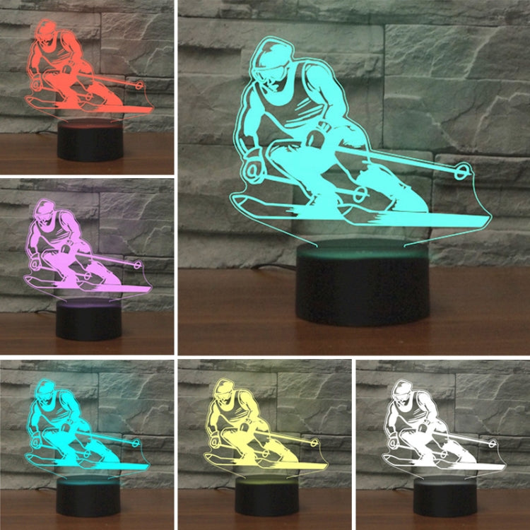 Skiing Shape 3D Colorful LED Vision Light Table Lamp, USB Touch Version - Novelty Lighting by PMC TechLife | Online Shopping South Africa | PMC TechLife | Buy Now Pay Later Mobicred