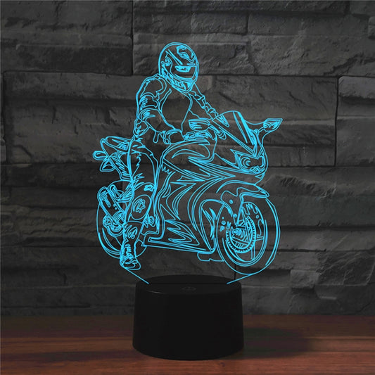 Motorcycle Shape 3D Colorful LED Vision Light Table Lamp, 16 Colors Remote Control Version - Novelty Lighting by PMC Jewellery | Online Shopping South Africa | PMC Jewellery | Buy Now Pay Later Mobicred