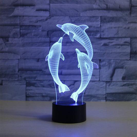 Three Dolphins Shape 3D Colorful LED Vision Light Table Lamp, Crack Remote Control Version - Novelty Lighting by PMC Jewellery | Online Shopping South Africa | PMC Jewellery | Buy Now Pay Later Mobicred