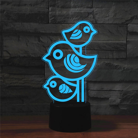 Three Birds Shape 3D Colorful LED Vision Light Table Lamp, USB & Battery Version - Novelty Lighting by PMC Jewellery | Online Shopping South Africa | PMC Jewellery | Buy Now Pay Later Mobicred