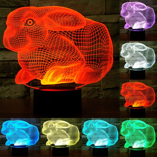 Rabbit Shape 3D Touch Switch Control LED Light , 7 Colour Discoloration Creative Visual Stereo Lamp Desk Lamp Night Light - Novelty Lighting by PMC Jewellery | Online Shopping South Africa | PMC Jewellery | Buy Now Pay Later Mobicred