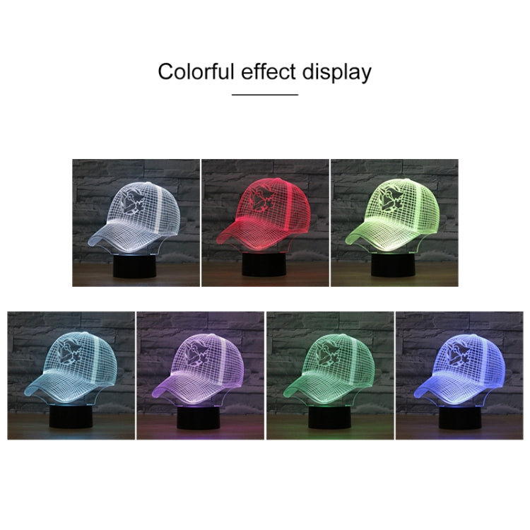 Baseball Cap Shape 3D Colorful LED Vision Light Table Lamp, USB & Battery Version - Novelty Lighting by PMC TechLife | Online Shopping South Africa | PMC TechLife | Buy Now Pay Later Mobicred