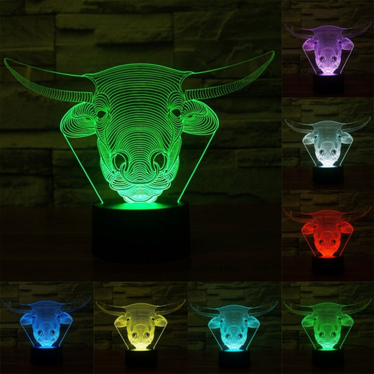 Cow Style 3D Touch Switch Control LED Light , 7 Colour Discoloration Creative Visual Stereo Lamp Desk Lamp Night Light - Novelty Lighting by PMC Jewellery | Online Shopping South Africa | PMC Jewellery | Buy Now Pay Later Mobicred