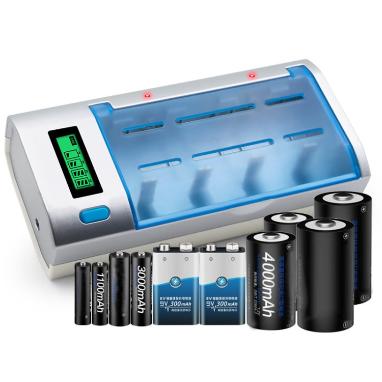 AC 100-240V 4 Slot Battery Charger for AA & AAA & C / D Size Battery, with LCD Display, UK Plug - Charger & Converter by PMC Jewellery | Online Shopping South Africa | PMC Jewellery | Buy Now Pay Later Mobicred