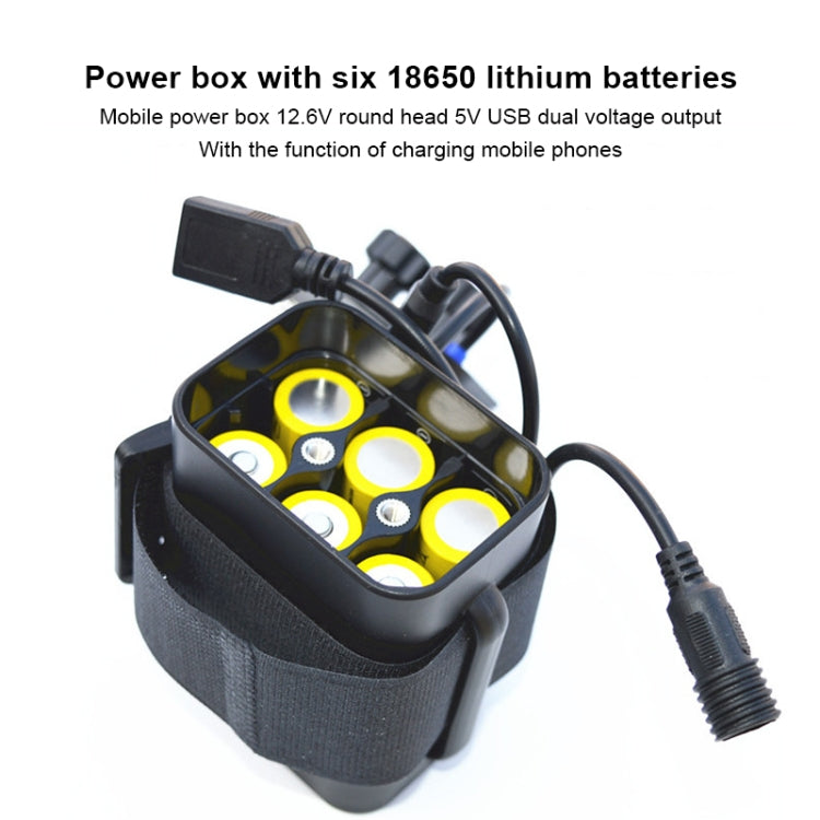 6 Sections 18650 Battery Multi-function Mobile Power Box with 12.4v Round Head & 5v USB Dual Voltage Output Without Battery(Black) - Power Bank Box by PMC Jewellery | Online Shopping South Africa | PMC Jewellery | Buy Now Pay Later Mobicred