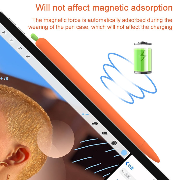 LOVE MEI For Apple Pencil 2 Carrot Shape Stylus Pen Silicone Protective Case Cover(White) - Pencil Accessories by LOVE MEI | Online Shopping South Africa | PMC TechLife