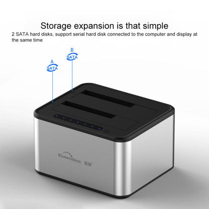 Blueendless 2.5 / 3.5 inch SATA USB 3.0 2 Bay Offline Copy Hard Drive Dock (UK Plug) - HDD Enclosure by Blueendless | Online Shopping South Africa | PMC Jewellery | Buy Now Pay Later Mobicred