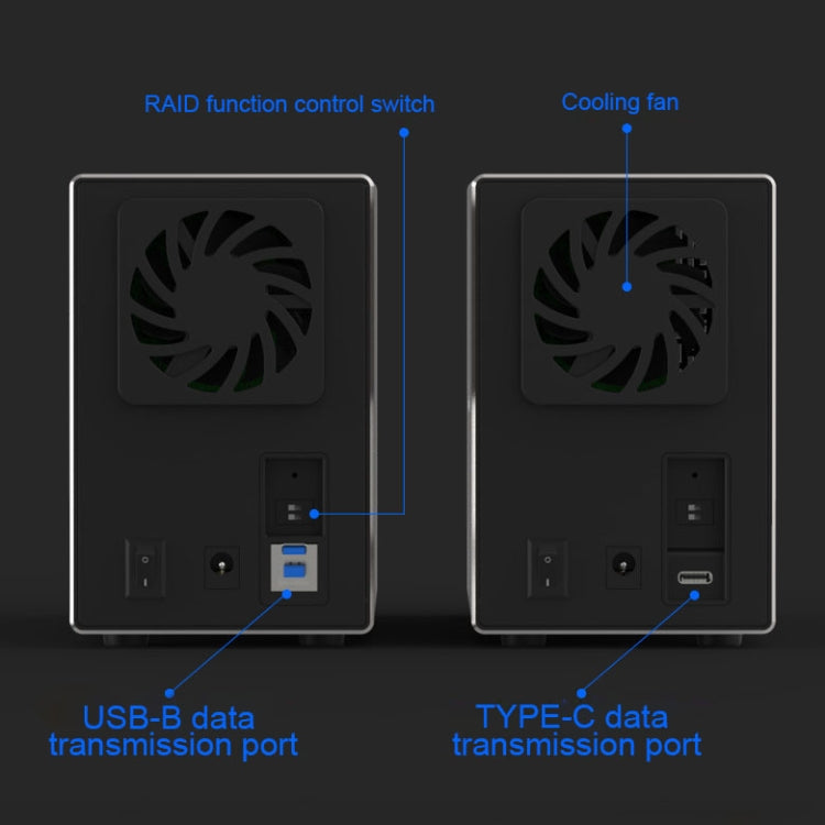 Blueendless USB-B Interface 3.5 inch 2 Bay RAID Combination Array HDD External Enclosure (AU Plug) - HDD Enclosure by Blueendless | Online Shopping South Africa | PMC Jewellery | Buy Now Pay Later Mobicred