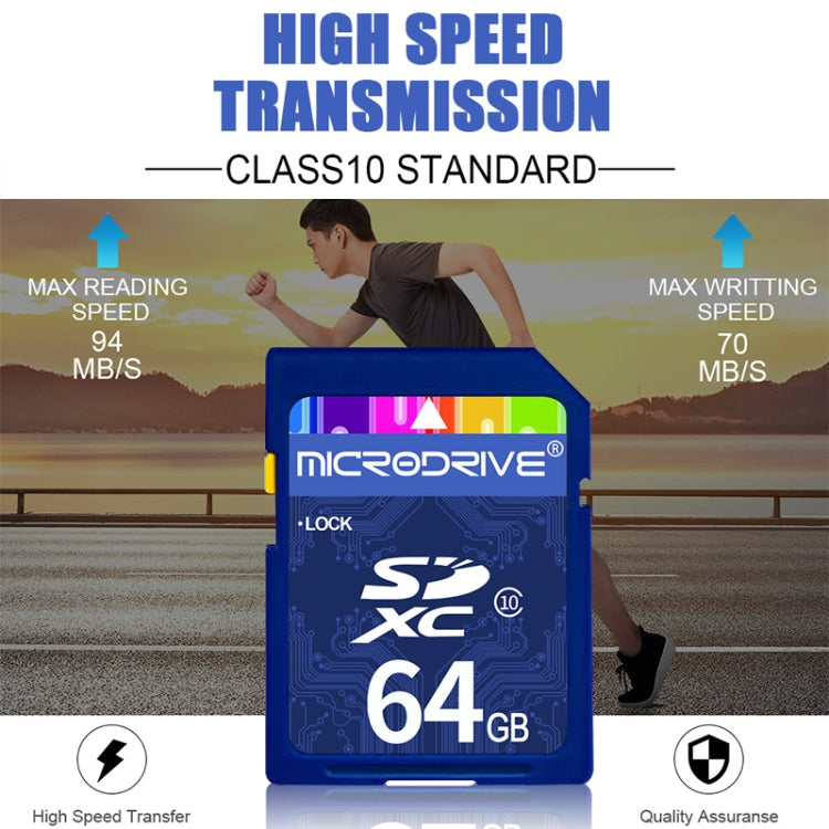 Microdrive 64GB High Speed Class 10 SD Memory Card for All Digital Devices with SD Card Slot - SD Card by PMC TechLife | Online Shopping South Africa | PMC TechLife | Buy Now Pay Later Mobicred