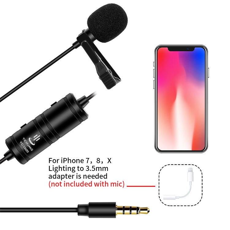 YICHUANG YC-VM20 3.5mm Port Video Recording Omnidirectional Lavalier Microphone, Cable Length: 6m - Microphone by YICHUANG | Online Shopping South Africa | PMC Jewellery | Buy Now Pay Later Mobicred