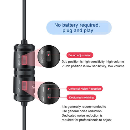 YICHUANG YC-VM40 8 Pin Port Dual Modes Lavalier Recording Microphone, Cable Length: 6m - Microphone by YICHUANG | Online Shopping South Africa | PMC Jewellery | Buy Now Pay Later Mobicred