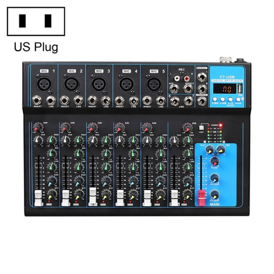 F7 Home 7-channel Bluetooth USB Reverb Mixer, US Plug(Black) - Live Sound Effects Processors by PMC Jewellery | Online Shopping South Africa | PMC Jewellery | Buy Now Pay Later Mobicred