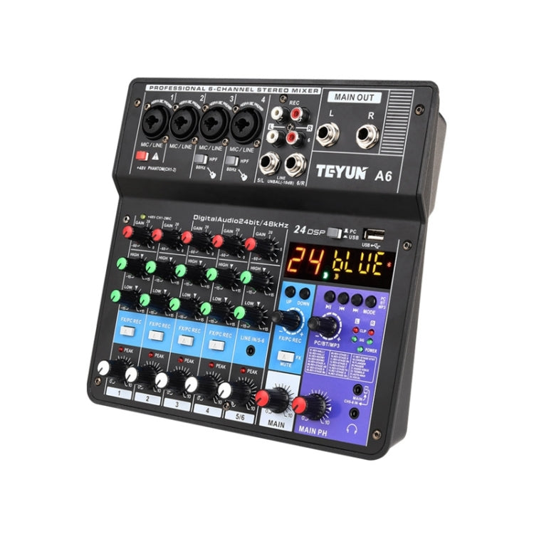 TEYUN NA6 6-channel Small Mixing Console Mobile Phone Sound Card Live Broadcast Computer Recording Console Processor, US Plug(Black) - Live Sound Effects Processors by TEYUN | Online Shopping South Africa | PMC Jewellery | Buy Now Pay Later Mobicred