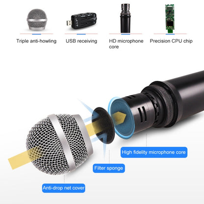 J.I.Y K Song Wireless Microphones for TV PC with Audio Card USB Receiver (Black) - Microphone by PMC Jewellery | Online Shopping South Africa | PMC Jewellery | Buy Now Pay Later Mobicred