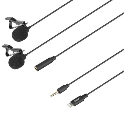 BOYA BY-M2D 8 Pin Interface Omnidirectional Lavalier Bimitral Head Digital Microphone, Length: 6m (Black) - Microphone by BOYA | Online Shopping South Africa | PMC Jewellery | Buy Now Pay Later Mobicred