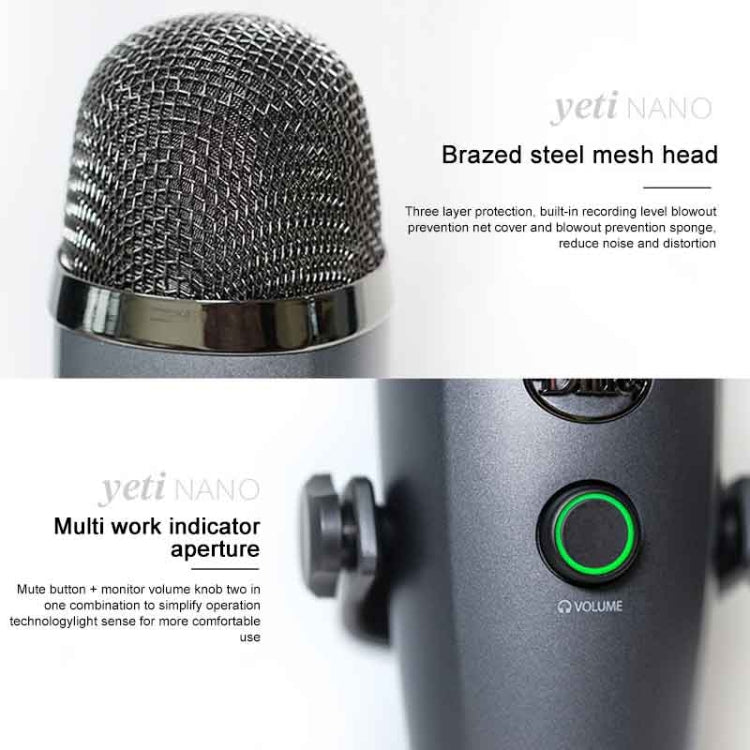 Logitech Blue Yeti Nano Condenser Digital USB Live Broadcast Microphone (Grey) - Microphone by Logitech | Online Shopping South Africa | PMC TechLife | Buy Now Pay Later Mobicred