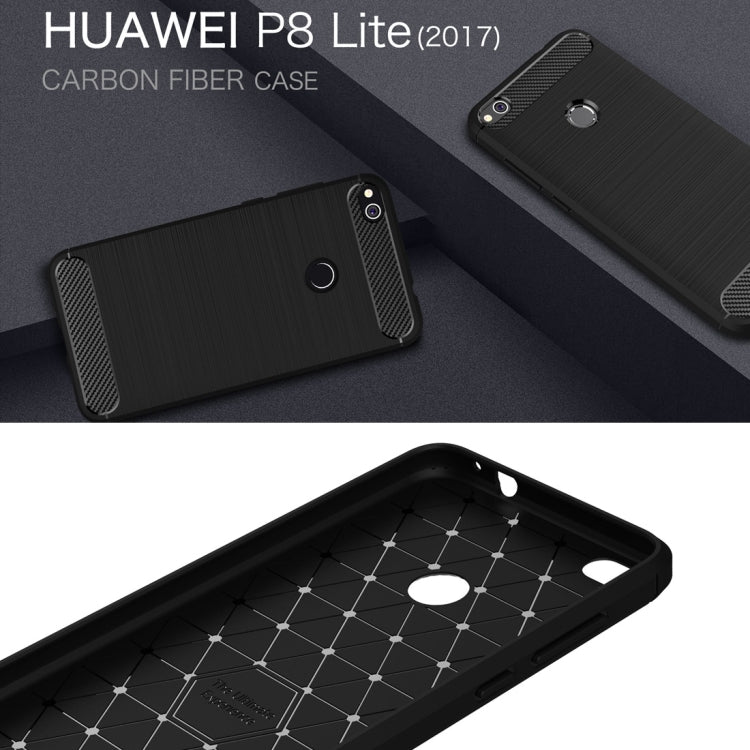 For Huawei  P8 Lite (2017) Brushed Carbon Fiber Texture Shockproof TPU Protective Case(Dark Blue) - Huawei Cases by PMC TechLife | Online Shopping South Africa | PMC TechLife | Buy Now Pay Later Mobicred