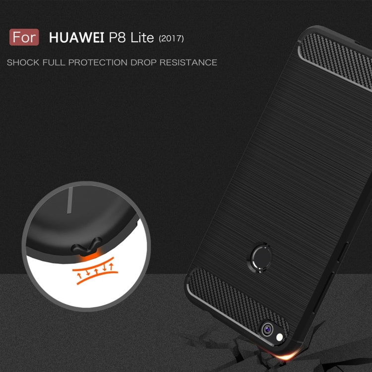 For Huawei  P8 Lite (2017) Brushed Carbon Fiber Texture Shockproof TPU Protective Case(Dark Blue) - Huawei Cases by PMC TechLife | Online Shopping South Africa | PMC TechLife | Buy Now Pay Later Mobicred