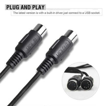 WERSI UM-18 USB MIDI Cable MidiPort Midi Cable Electric Piano Electronic Drum Music Editing Line, Length: 2m(Black) - Instrument Audio Cables by PMC Jewellery | Online Shopping South Africa | PMC Jewellery | Buy Now Pay Later Mobicred