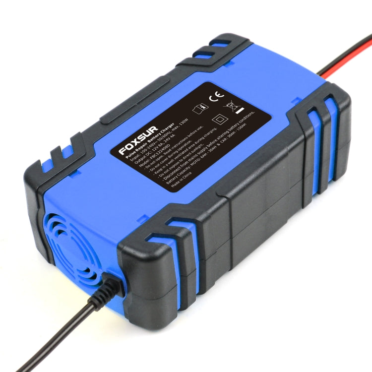 FOXSUR 12V-24V Car Motorcycle Truck Repair Battery Charger AGM Charger, US Plug (Blue) - Battery Charger by FOXSUR | Online Shopping South Africa | PMC Jewellery | Buy Now Pay Later Mobicred