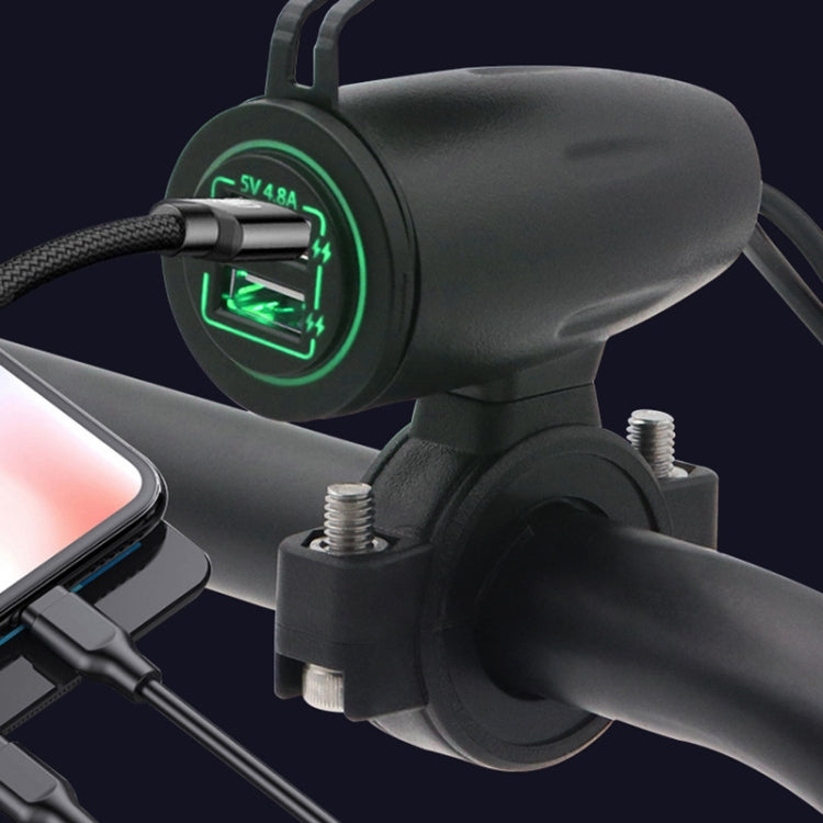 Motorcycle USB Charger with Waterproof  Cover Switch Control (Red Light) - Battery Charger by PMC Jewellery | Online Shopping South Africa | PMC Jewellery | Buy Now Pay Later Mobicred