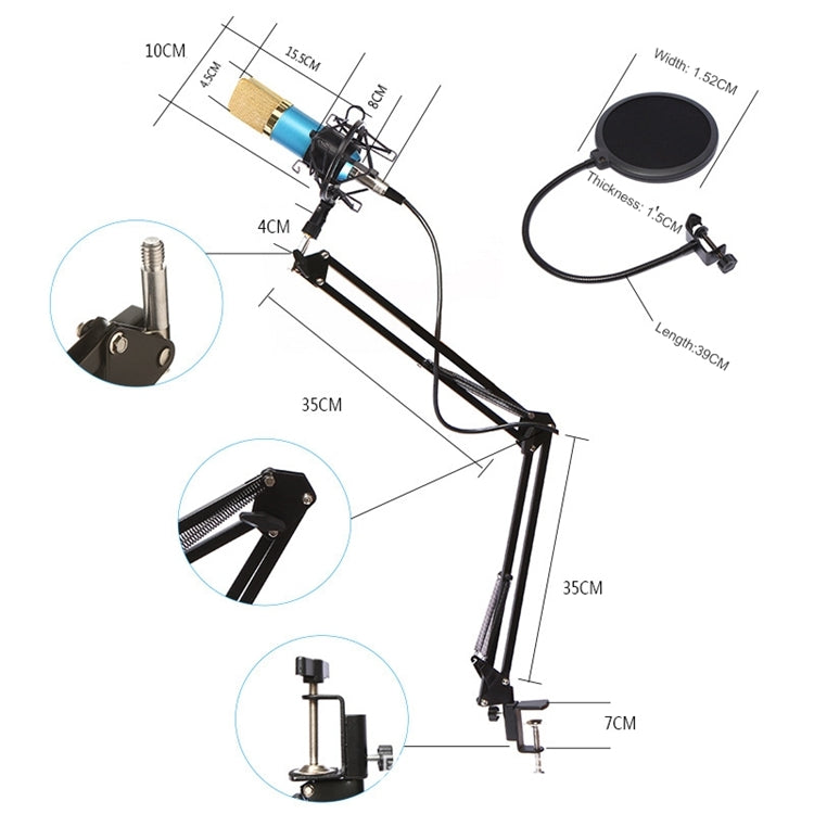 BM-800 Network K-Song Dedicated High-end Metal Shock Mount Microphone Set(Blue) - Microphone by PMC TechLife | Online Shopping South Africa | PMC TechLife | Buy Now Pay Later Mobicred